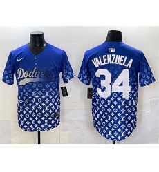Men's Los Angeles Dodgers #34 Fernando Valenzuela Blue Limited Stitched Baseball Jersey