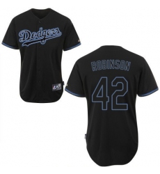 Men's Majestic Los Angeles Dodgers #42 Jackie Robinson Authentic Black Fashion MLB Jersey