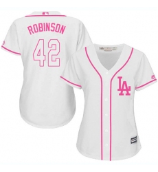 Women's Majestic Los Angeles Dodgers #42 Jackie Robinson Replica White Fashion Cool Base MLB Jersey