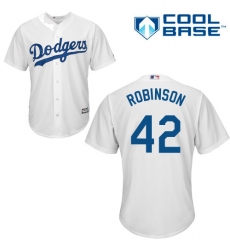 Youth Majestic Los Angeles Dodgers #42 Jackie Robinson Replica White Home Cool Base MLB Jersey