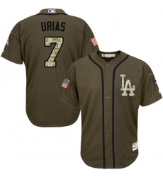 Men's Majestic Los Angeles Dodgers #7 Julio Urias Authentic Green Salute to Service MLB Jersey