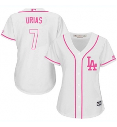 Women's Majestic Los Angeles Dodgers #7 Julio Urias Replica White Fashion Cool Base MLB Jersey