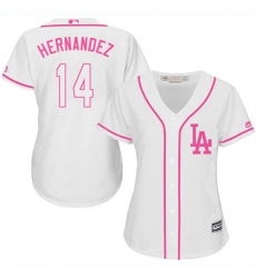 Women's Majestic Los Angeles Dodgers #14 Enrique Hernandez Authentic White Fashion Cool Base MLB Jersey