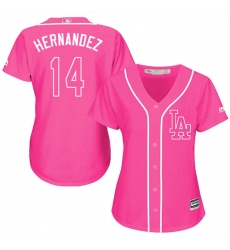 Women's Majestic Los Angeles Dodgers #14 Enrique Hernandez Replica Pink Fashion Cool Base MLB Jersey