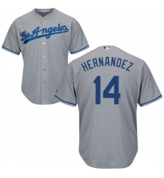 Youth Majestic Los Angeles Dodgers #14 Enrique Hernandez Authentic Grey Road Cool Base MLB Jersey