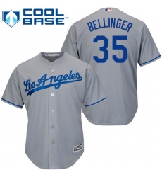 Youth Majestic Los Angeles Dodgers #35 Cody Bellinger Replica Grey Road Cool Base MLB Jersey
