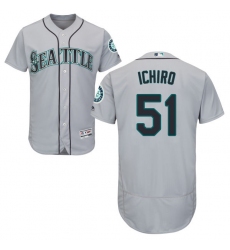Men's Majestic Seattle Mariners #51 Ichiro Suzuki Grey Road Flex Base Authentic Collection MLB Jersey