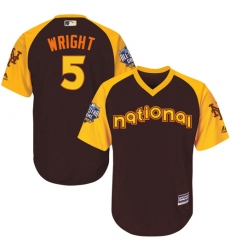 Youth Majestic New York Mets #5 David Wright Authentic Brown 2016 All-Star National League BP Cool Base MLB Jersey