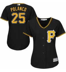 Women's Majestic Pittsburgh Pirates #25 Gregory Polanco Authentic Black Alternate Cool Base MLB Jersey