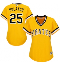 Women's Majestic Pittsburgh Pirates #25 Gregory Polanco Authentic Gold Alternate Cool Base MLB Jersey