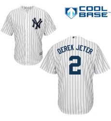 Youth Majestic New York Yankees #2 Derek Jeter Replica White Home MLB Jersey