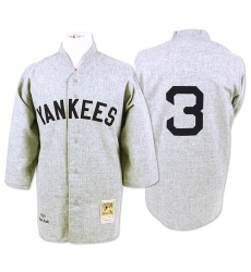 Men's Mitchell and Ness 1929 New York Yankees #3 Babe Ruth Replica Grey Throwback MLB Jersey