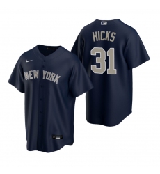 Men's Nike New York Yankees #31 Aaron Hicks Navy Alternate Stitched Baseball Jersey