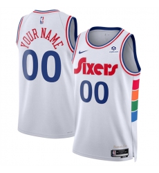 Men's Philadelphia 76ers Active Player Custom White 2024-25 City Edition Stitched Jersey