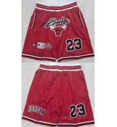 Men's Chicago Bulls #23 Michael Jordan Red Shorts (Run Small)