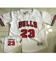 Men's Chicago Bulls #23 Michael Jordan White Short Sleeved AU Throwback Jersey