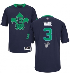 Men's Adidas Miami Heat #3 Dwyane Wade Authentic Navy Blue 2014 All Star NBA Jersey