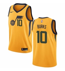 Men's Nike Utah Jazz #10 Alec Burks Swingman Gold NBA Jersey Statement Edition