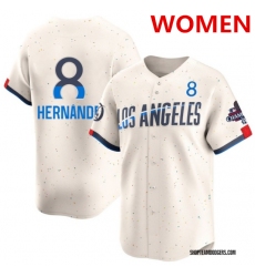 Women's Los Angeles Dodgers #8 Enrique Hernández Cream 2024 World Series Champions City Connect Limited Stitched Baseball Jersey