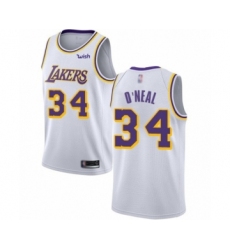 Women's Los Angeles Lakers #34 Shaquille O Neal Authentic White Basketball Jerseys - Association Edition