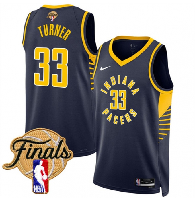Men's Indiana Pacers #33 Myles Turner Navy 2025 Finals Icon Edition Stitched Basketball Jersey