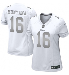 Women's Nike San Francisco 49ers #16 Joe Montana Limited White Platinum NFL Jersey