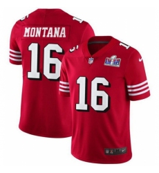 Youth San Francisco 49ers #16 Joe Montana Red Vapor Untouchable Limited Stitched 2024 Super Bowl LVIII Jersey