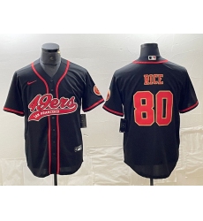 Men's San Francisco 49ers #80 Jerry Rice Black Red With Cool Base Stitched Baseball Jersey