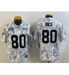 Women's San Francisco 49ers #80 Jerry Rice 2024 F.U.S.E. Arctic Camo Salute to Service Limited Football Stitched Jersey(Run Small)