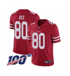 Youth San Francisco 49ers #80 Jerry Rice Red Team Color Vapor Untouchable Limited Player 100th Season Football Jersey