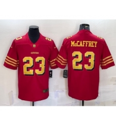 Men's San Francisco 49ers #23 Christian McCaffrey Red Gold Vapor Untouchable Limited Stitched Jersey