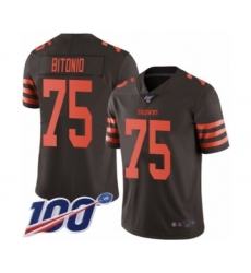 Men's Cleveland Browns #75 Joel Bitonio Limited Brown Rush Vapor Untouchable 100th Season Football Jersey