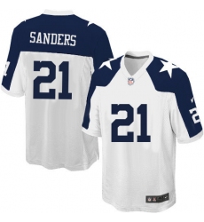 Men's Nike Dallas Cowboys #21 Deion Sanders Game White Throwback Alternate NFL Jersey