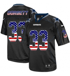 Men's Nike Dallas Cowboys #33 Tony Dorsett Elite Black USA Flag Fashion NFL Jersey
