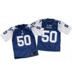 Men's Nike Dallas Cowboys #50 Sean Lee Elite Navy/White Throwback NFL Jersey