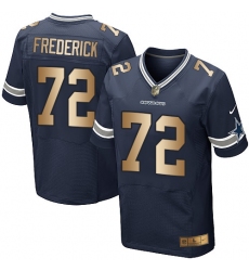 Men's Nike Dallas Cowboys #72 Travis Frederick Elite Navy/Gold Team Color NFL Jersey