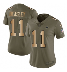 Women's Nike Dallas Cowboys #11 Cole Beasley Limited Olive/Gold 2017 Salute to Service NFL Jersey