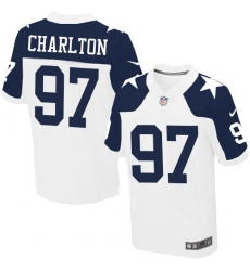 Men's Nike Dallas Cowboys #97 Taco Charlton Elite White Throwback Alternate NFL Jersey