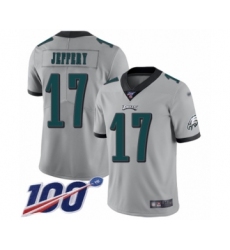 Youth Philadelphia Eagles #17 Alshon Jeffery Limited Silver Inverted Legend 100th Season Football Jersey