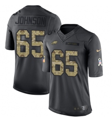 Men's Nike Philadelphia Eagles #65 Lane Johnson Limited Black 2016 Salute to Service NFL Jersey