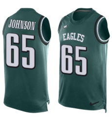 Men's Nike Philadelphia Eagles #65 Lane Johnson Limited Midnight Green Player Name & Number Tank Top NFL Jersey