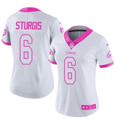 Women's Nike Philadelphia Eagles #6 Caleb Sturgis Limited White/Pink Rush Fashion NFL Jersey
