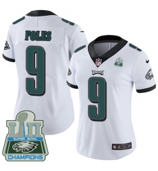 Women's Nike Philadelphia Eagles #9 Nick Foles White Vapor Untouchable Limited Player Super Bowl LII Champions NFL Jersey