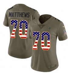 Women's Nike Atlanta Falcons #70 Jake Matthews Limited Olive/USA Flag 2017 Salute to Service NFL Jersey