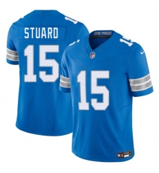 Men's Detroit Lions #15 Grant Stuard Blue 2025 F.U.S.E. Vapor Limited Football Stitched Jersey