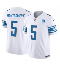 Men's Detroit Lions #5 David Montgomery White 2023 F.U.S.E. 90th Anniversary Vapor Untouchable Limited Stitched Jersey