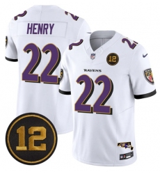 Men's Baltimore Ravens #22 Derrick Henry White 2025 F.U.S.E Jacoby Jones Vapor Limited Football Jersey