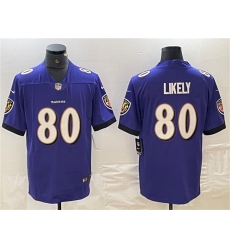 Men's Baltimore Ravens #80 Isaiah Likely Purple Vapor Limited Football Limited Jersey