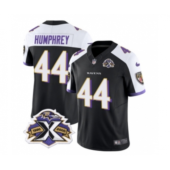 Men's Nike Baltimore Ravens #44 Marlon Humphrey Black White 2023 F.U.S.E Throwback Vapor Limited Stitched Jersey Men's Nike Baltimore Ravens #44 Marlon Humphrey Black White 2023 F.U.S.E Throwback Vapor Limited Stitched Jersey