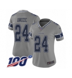 Women's Dallas Cowboys #24 Chidobe Awuzie Limited Gray Inverted Legend 100th Season Football Jersey